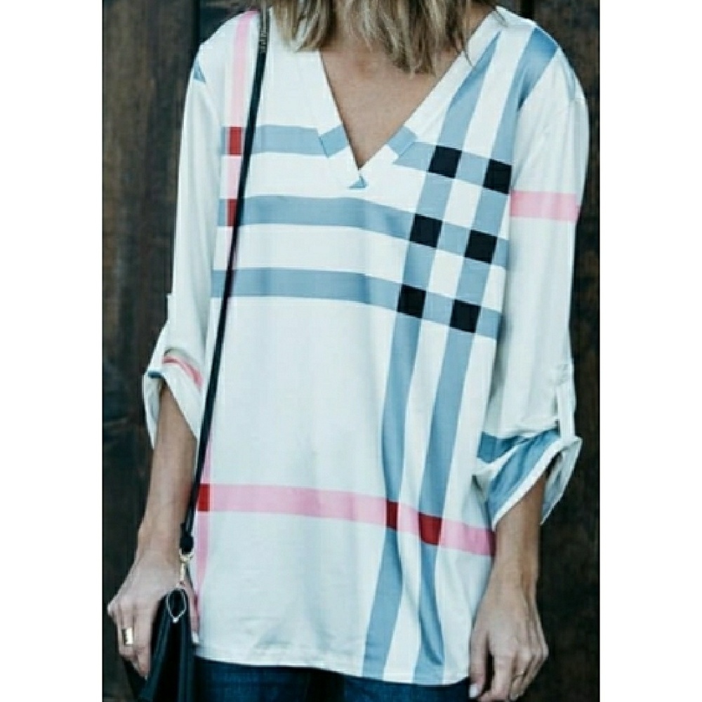 2for$20❤️🔥⚡️Playful plaid blouse Flash Sale!(3 left)!✨💥 - Picture 4 of 4